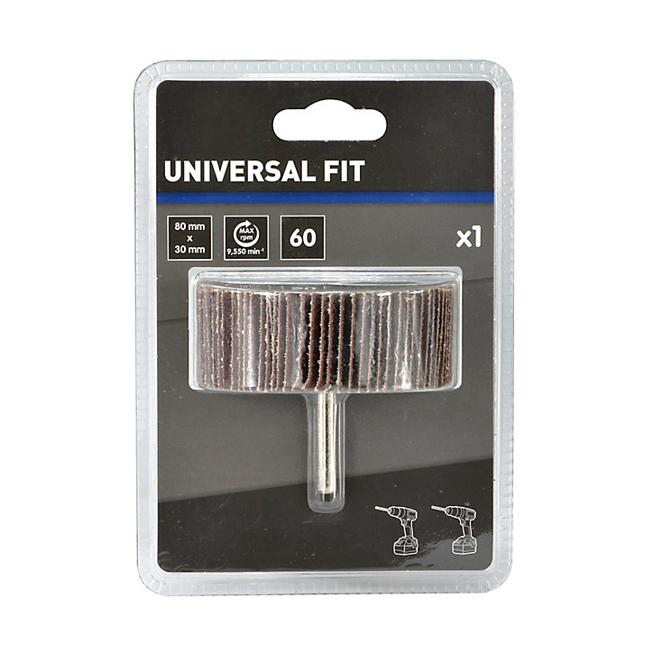 Rouleau abrasif Universal pour perceuse 80 x 30 mm, Grain 60
