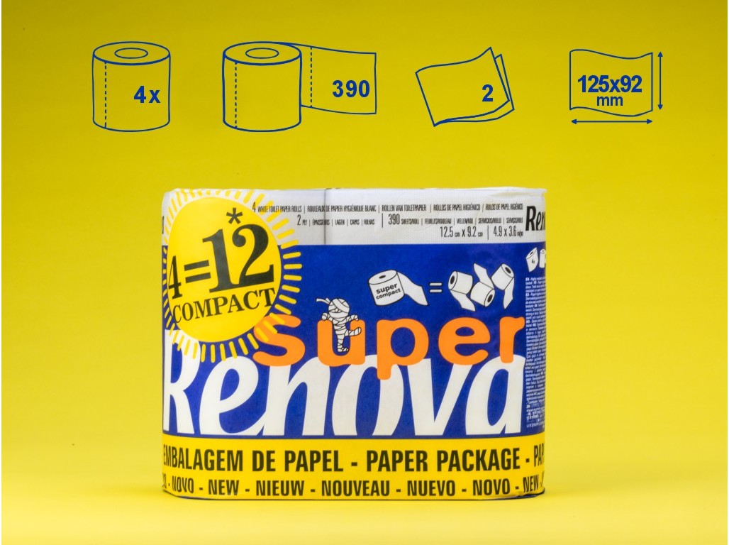 PAPEL RENOVA HIGIÉNICO SUPER COMPACT 4=12ROLOS