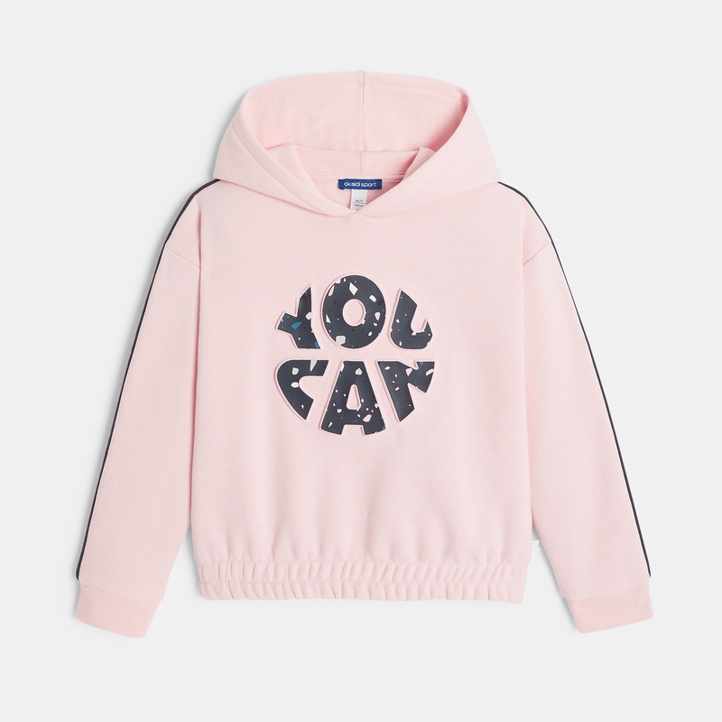Sweat-shirt à capuche à message rose fille