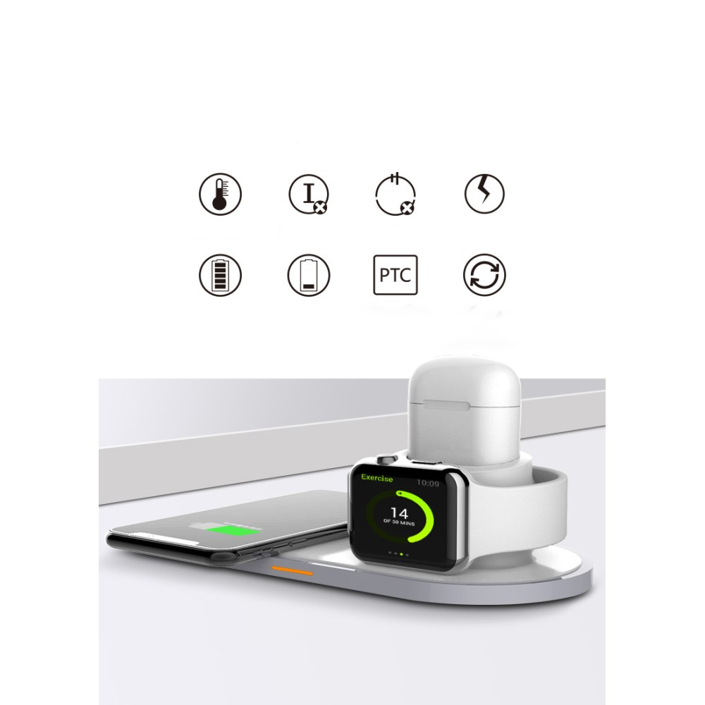 (20W) 3in1 Multifunktions Fast Charge Qi Wireless Ladepad für iPhone / Apple Watch / AirPods Ladeanschluss - Weiss