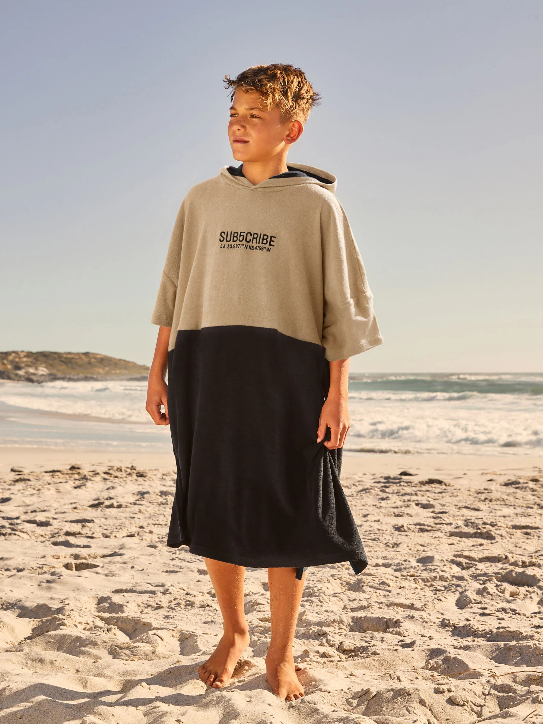 Zwart/bruin - Poncho handdoek (3-16jr)