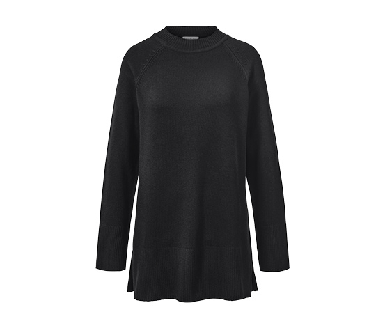 Langer Strickpullover, schwarz