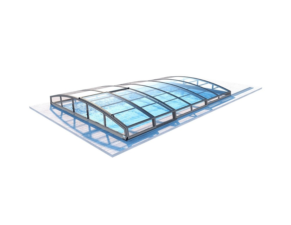 Abri de piscine skyline - 6,47x3,50 m - polycarbonate massif 3 mm - couleur ral7037 gris