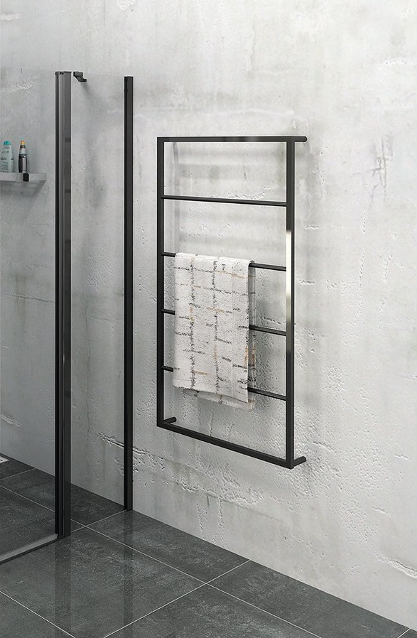 SCHADEMODEL: Sapho Industrial handdoekrek hangend 115x60cm mat zwart