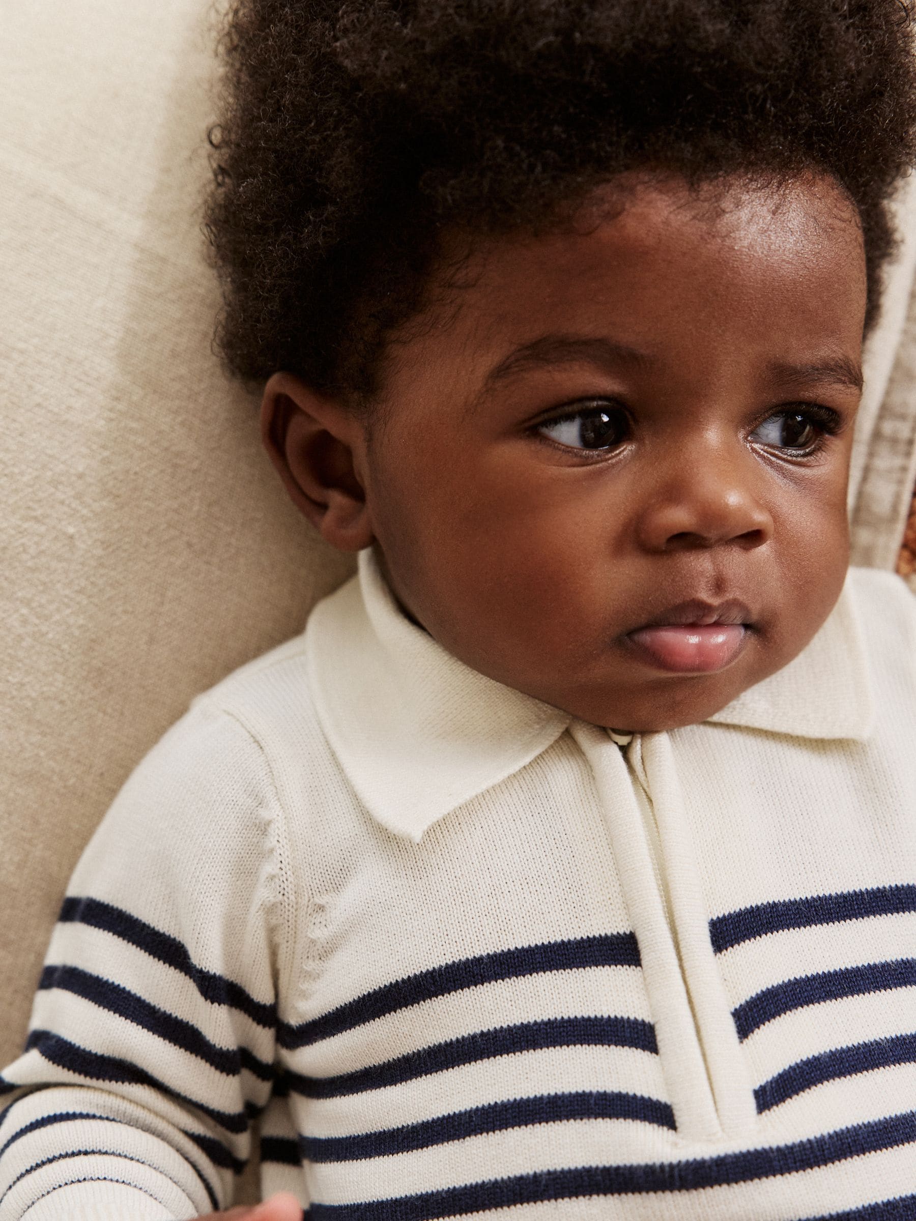 Marineblauw gestreept - Babyset van gebreide top en broek (0mnd-2jr)
