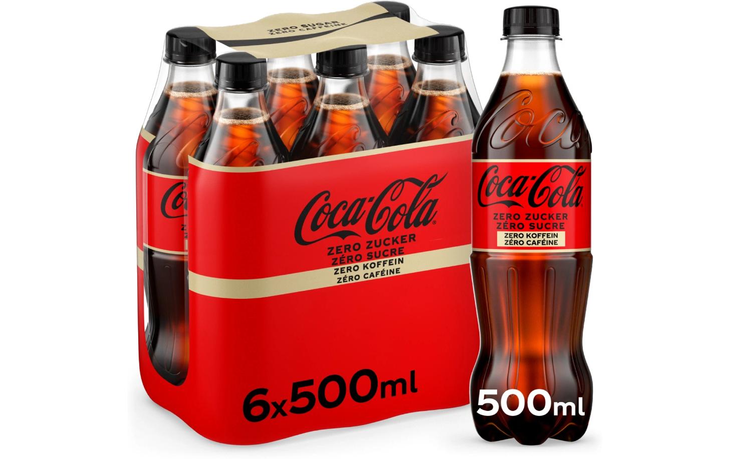 Soft-Drinks Zero koffeinfrei 6 x 0.5 lPrickelndes Erfrischungsgetränk ohne Koffein, mit Süssungsmitteln