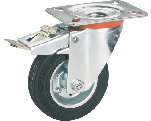 Tarrox transportmaterieel zwenkwiel, tot 150 kg, met plaat en totale vergrendeling, 160 x 195 x 40 mm