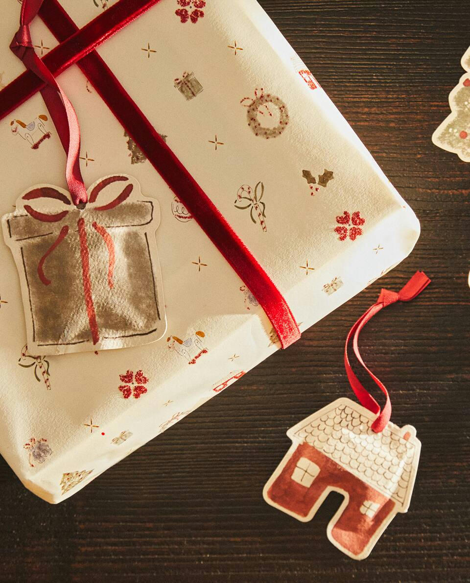 Pacote com 5 etiquetas decorativas para figuras de Natal infantis