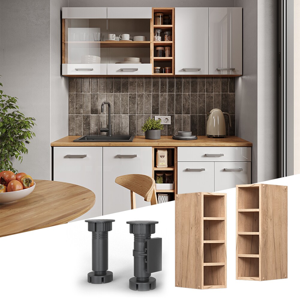 Vicco Regalhängeschrank Küchenschrank Küchenzeile R-Line 20 cm Eiche Fächer