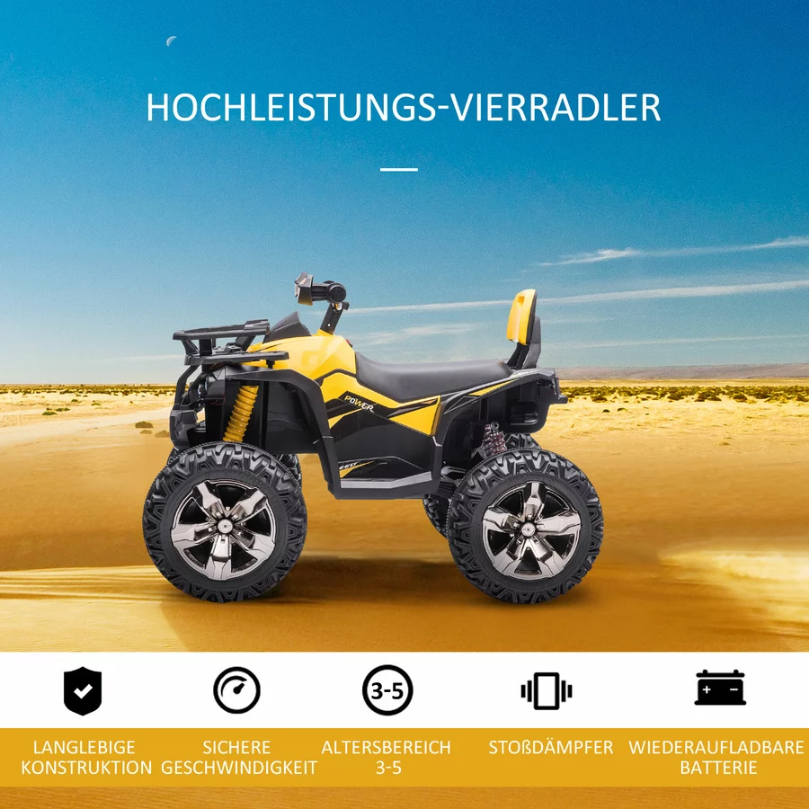 HOMCOM Elekto-Quad mit MP3-Musikplayer gelb