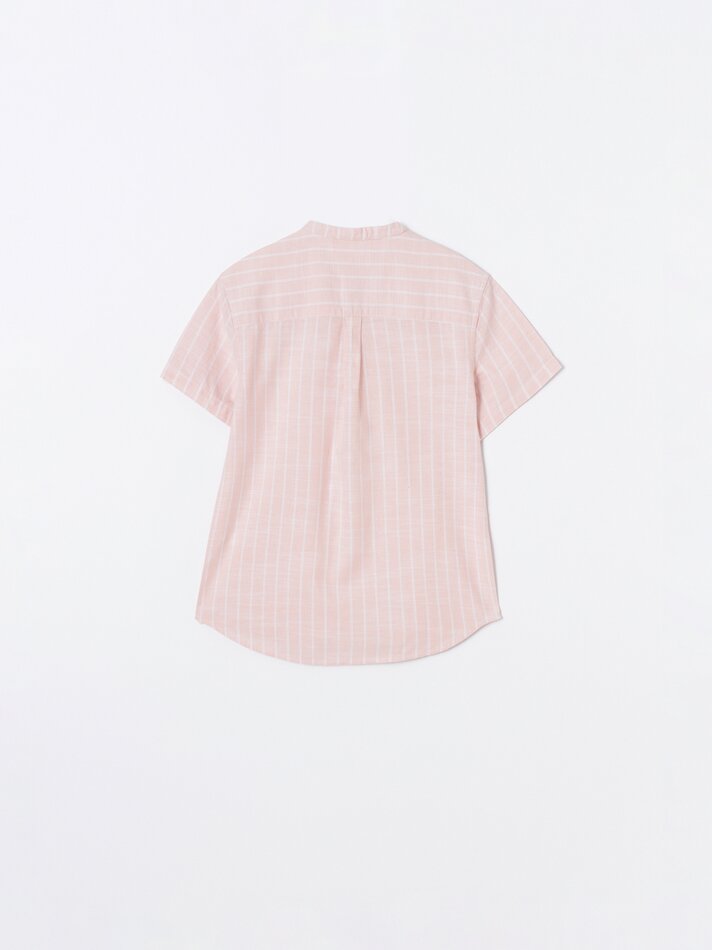 Camisa com efeito linho - Laranja Claro