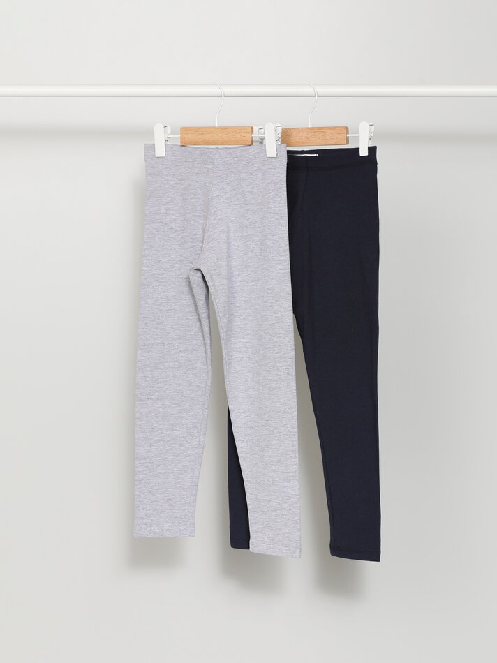 Conjunto com 2 Leggings Compridas - Azul Marinho