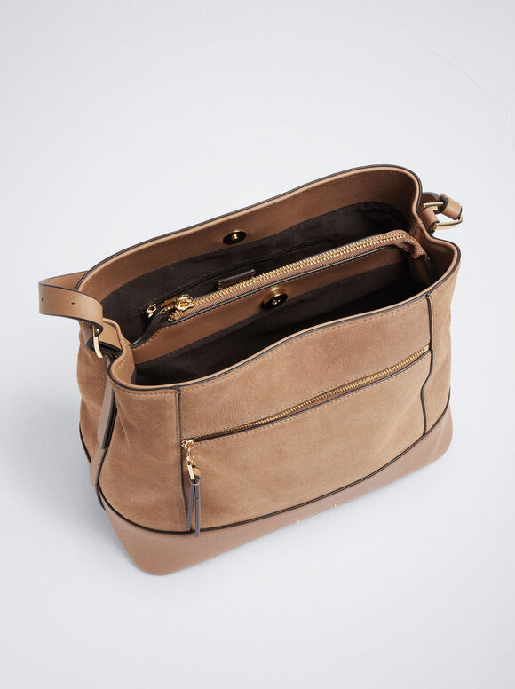 Bolsa de ombro em camurça - Camel