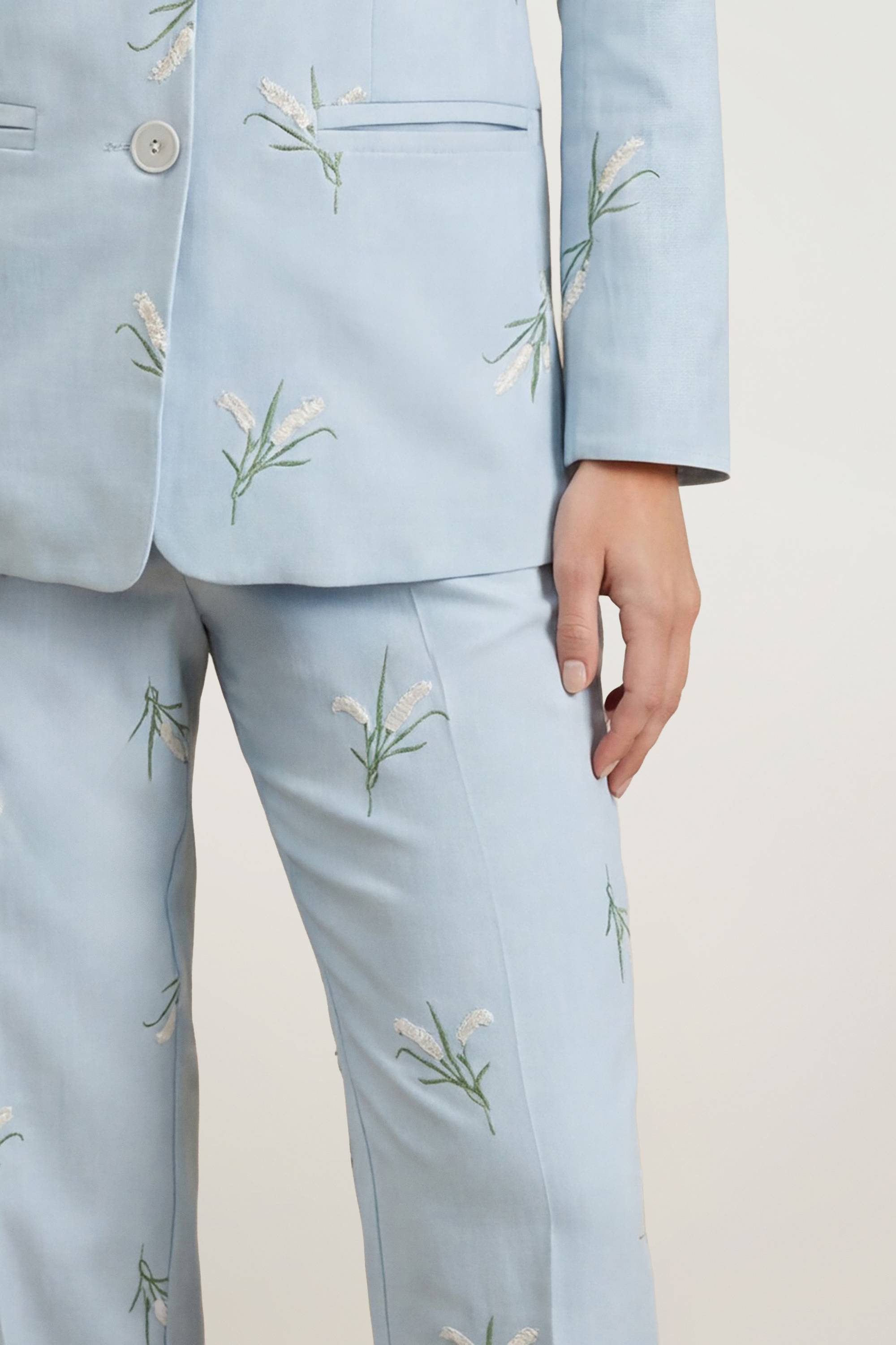 Oasis Pantalon de Costume Brodé Floral Ajusté