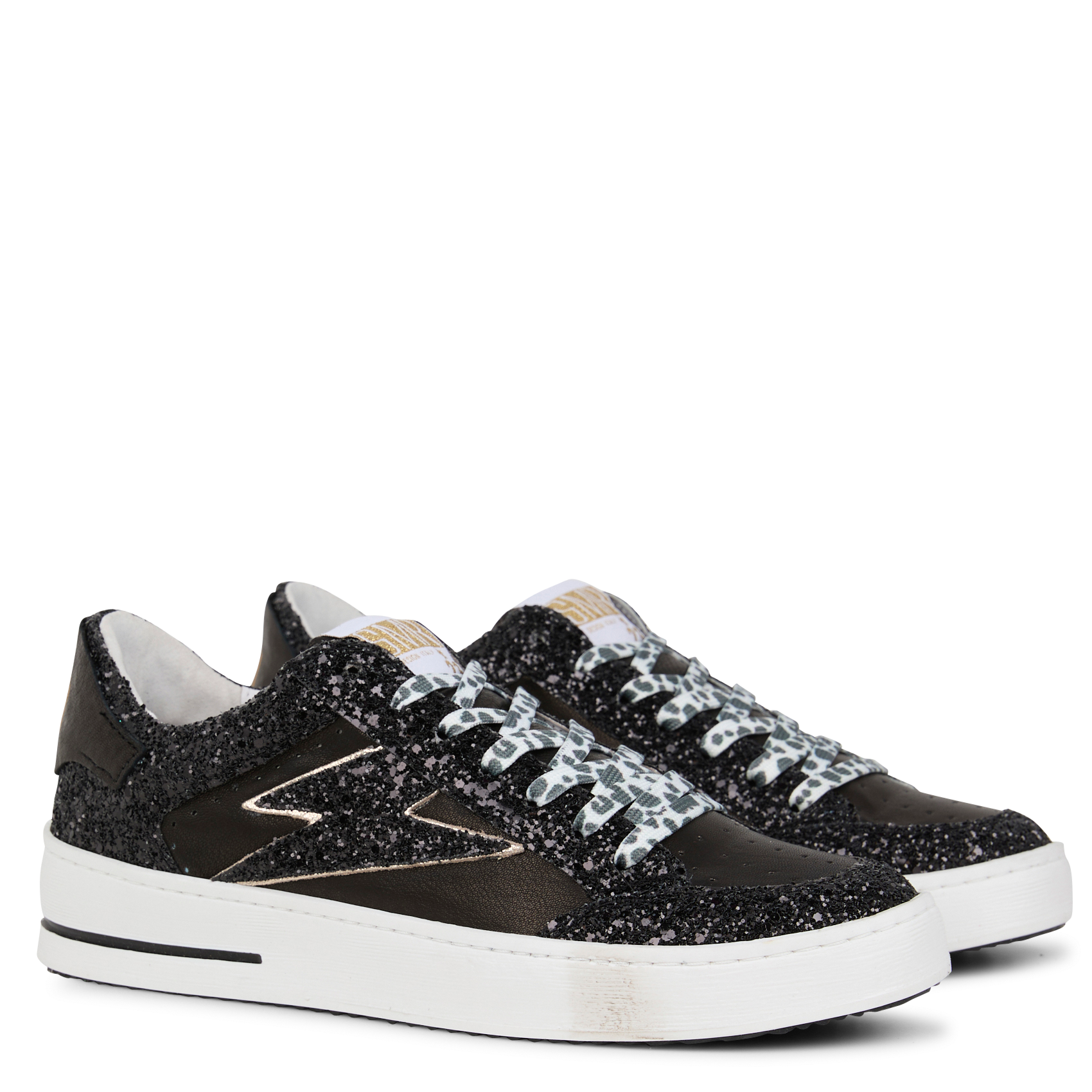 NOUBAR - Baskets basses en cuir à paillettes | Noir