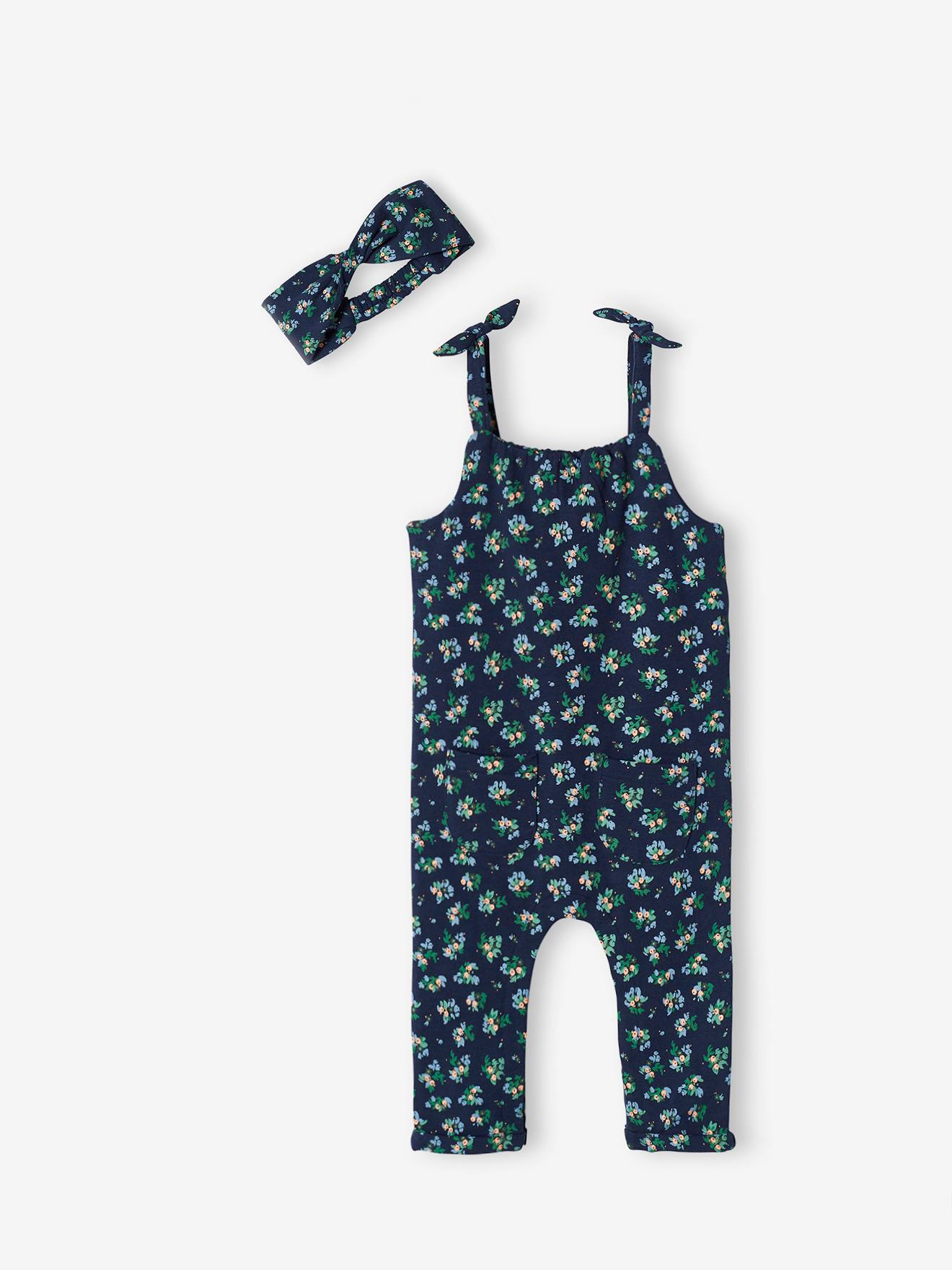 Conjunto de body e faixa de cabelo de pelúcia estampada verde-médio para bebê menina