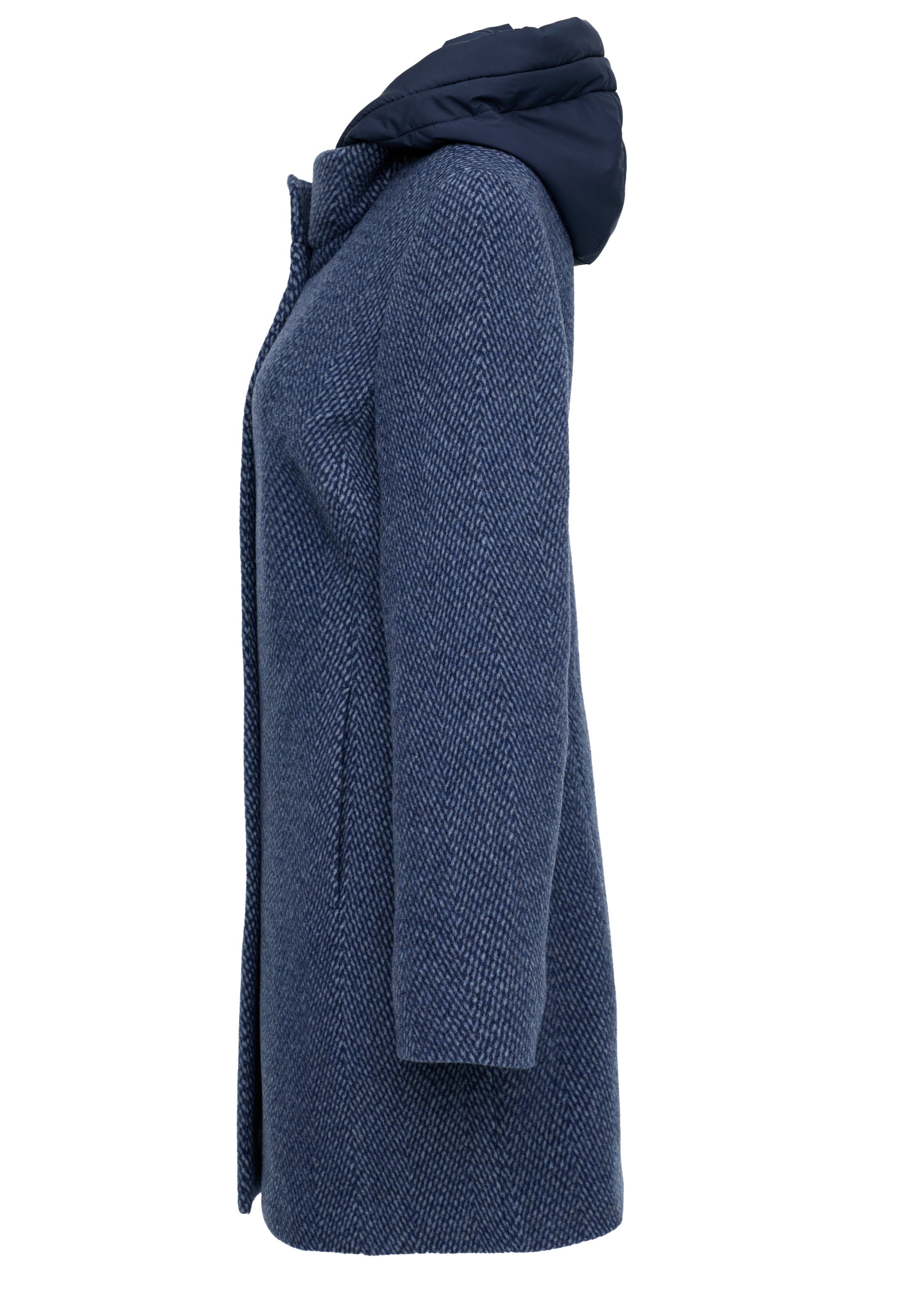 MANISA Wolljacke mit Kapuze mit Stehkragen und Kapuze, in Tweed-Optik