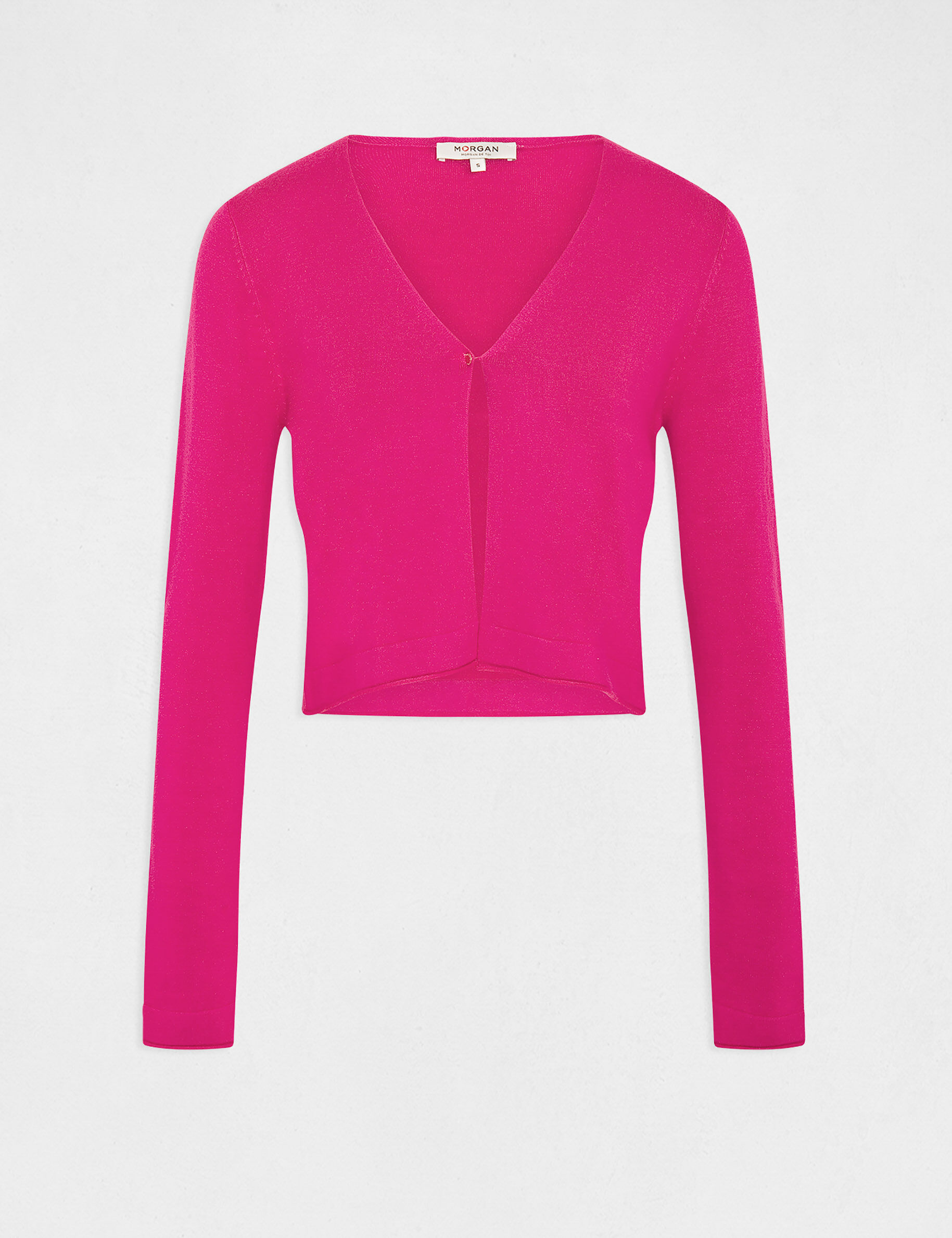 Gilet manches longues à col en V rose fonce femme - rose_fonce