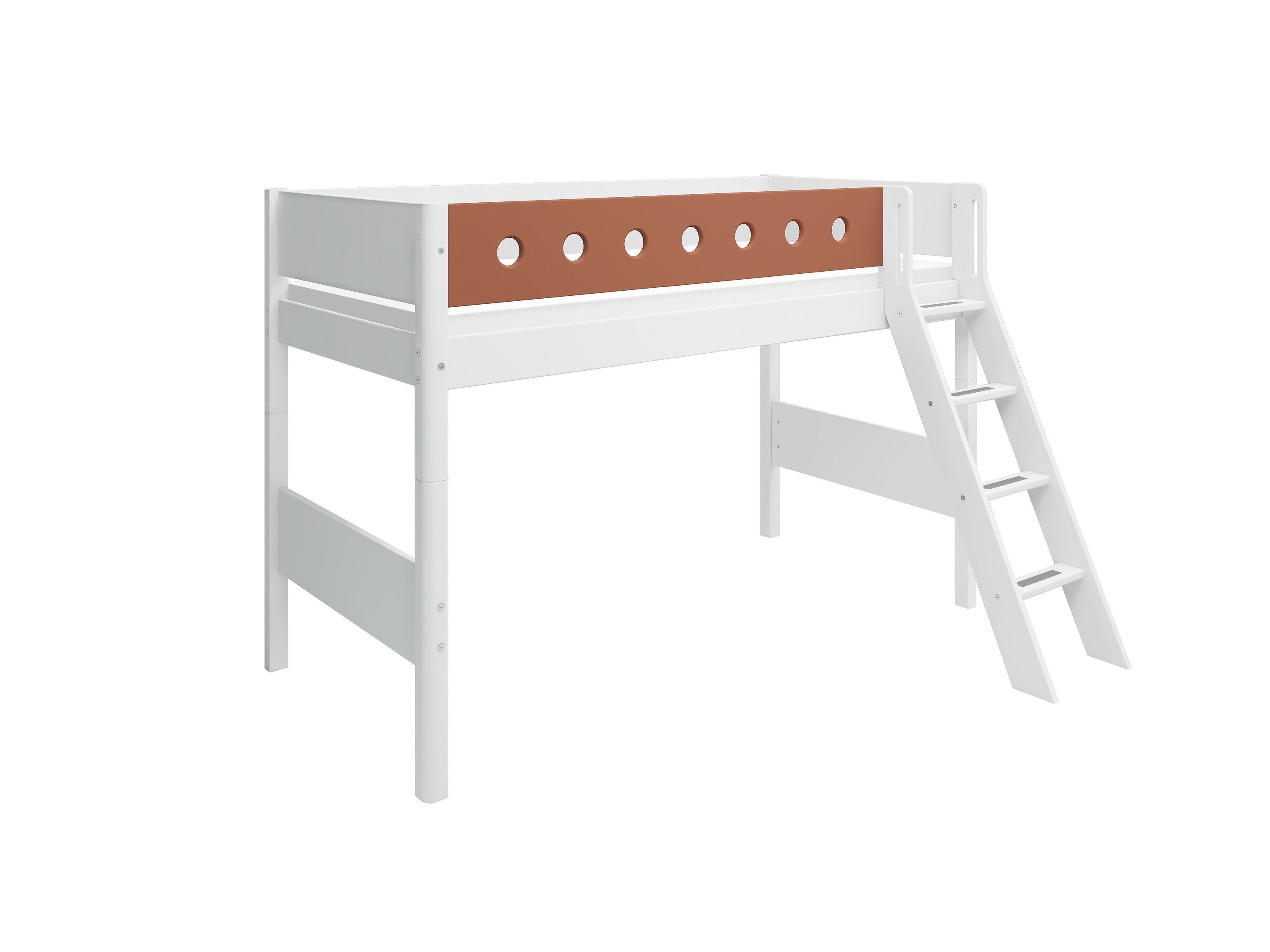 Flexa WHITE Mittelhochbett - Rost / B: 159.0 cm x T: 210.0 cm x H: 143.0 cm