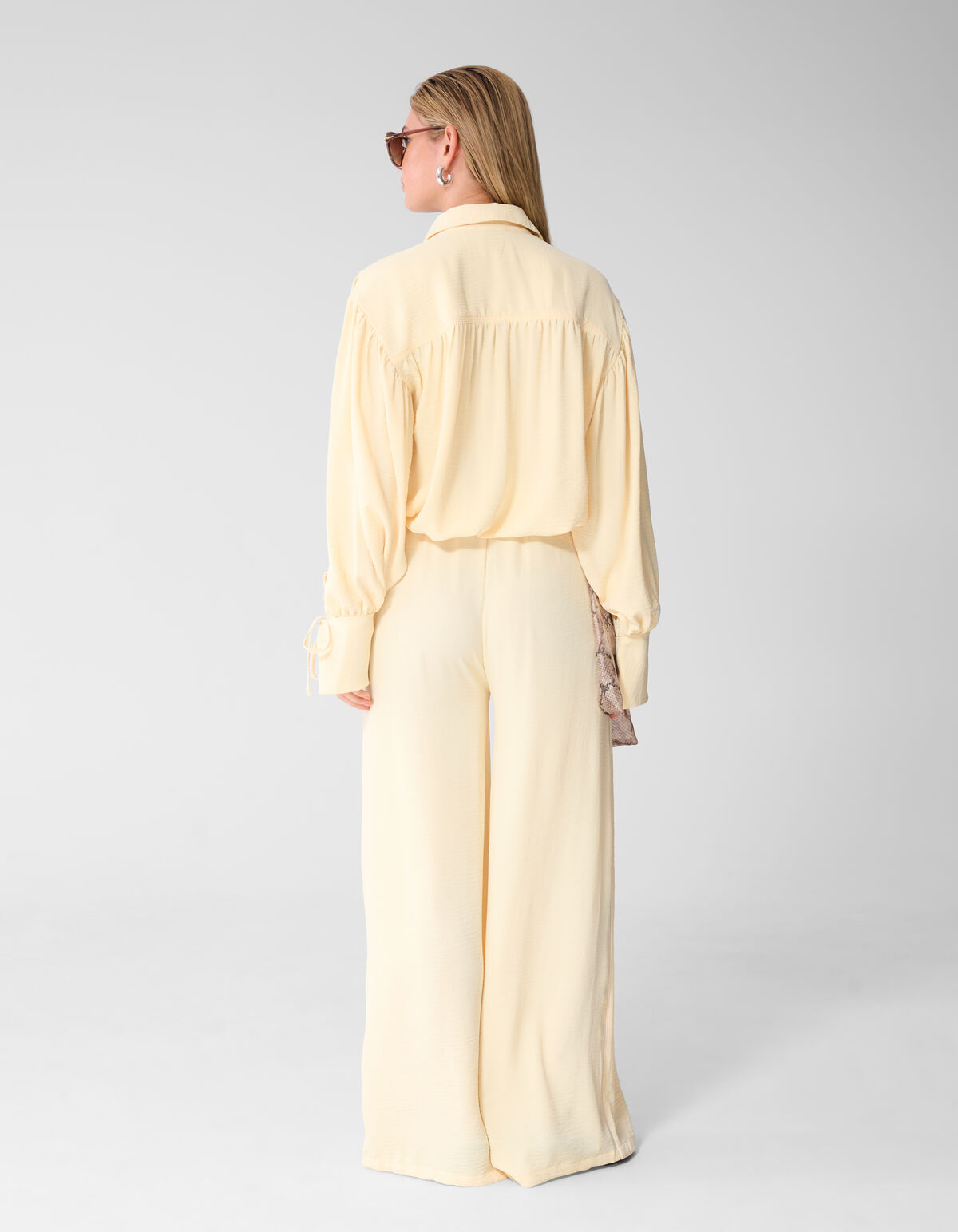 Twist Wide Leg Fit Broek Lichtgeel