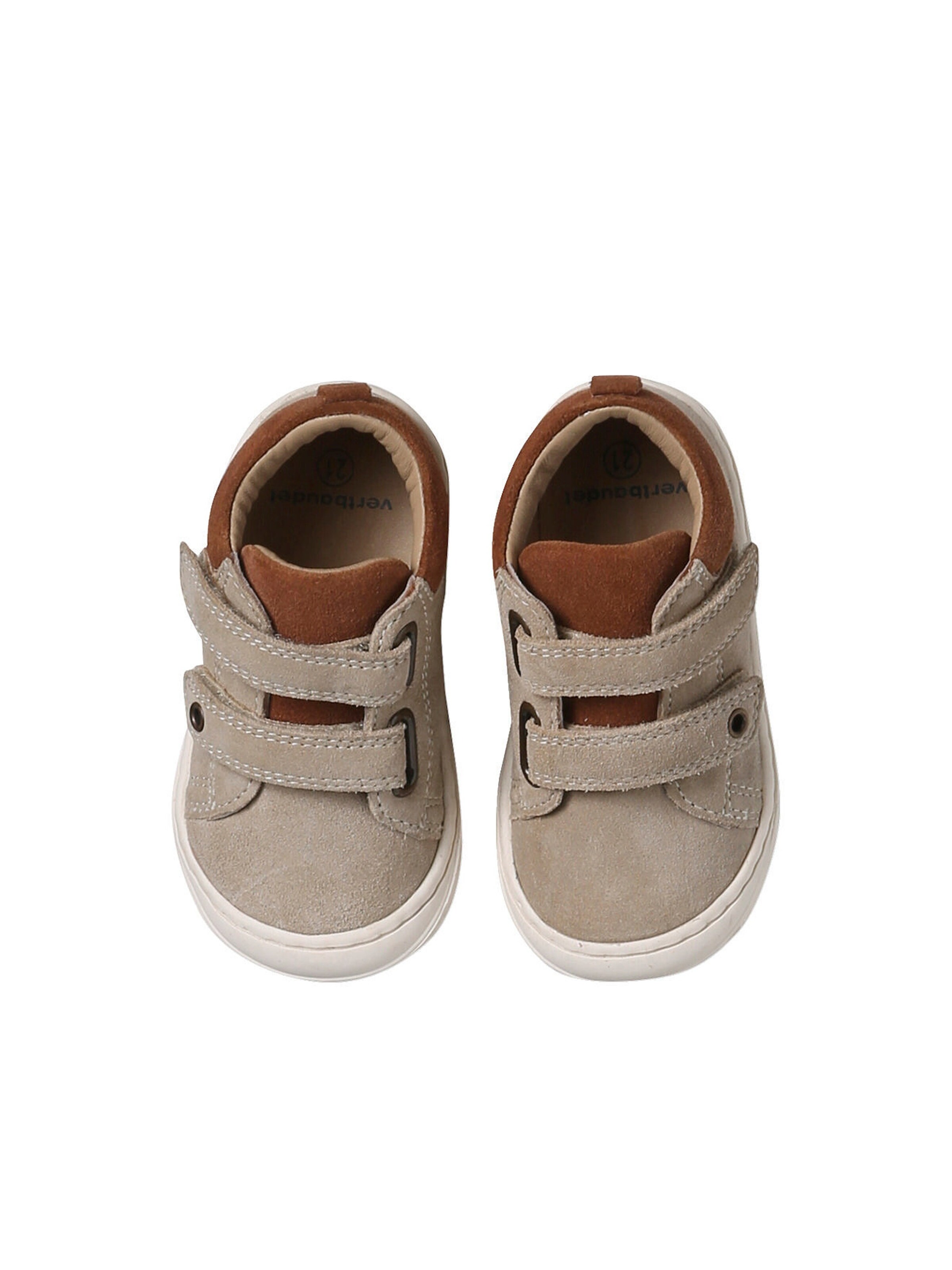 Vertbaudet Baby Lauflernschuhe mit Klett aus weichem Leder beige