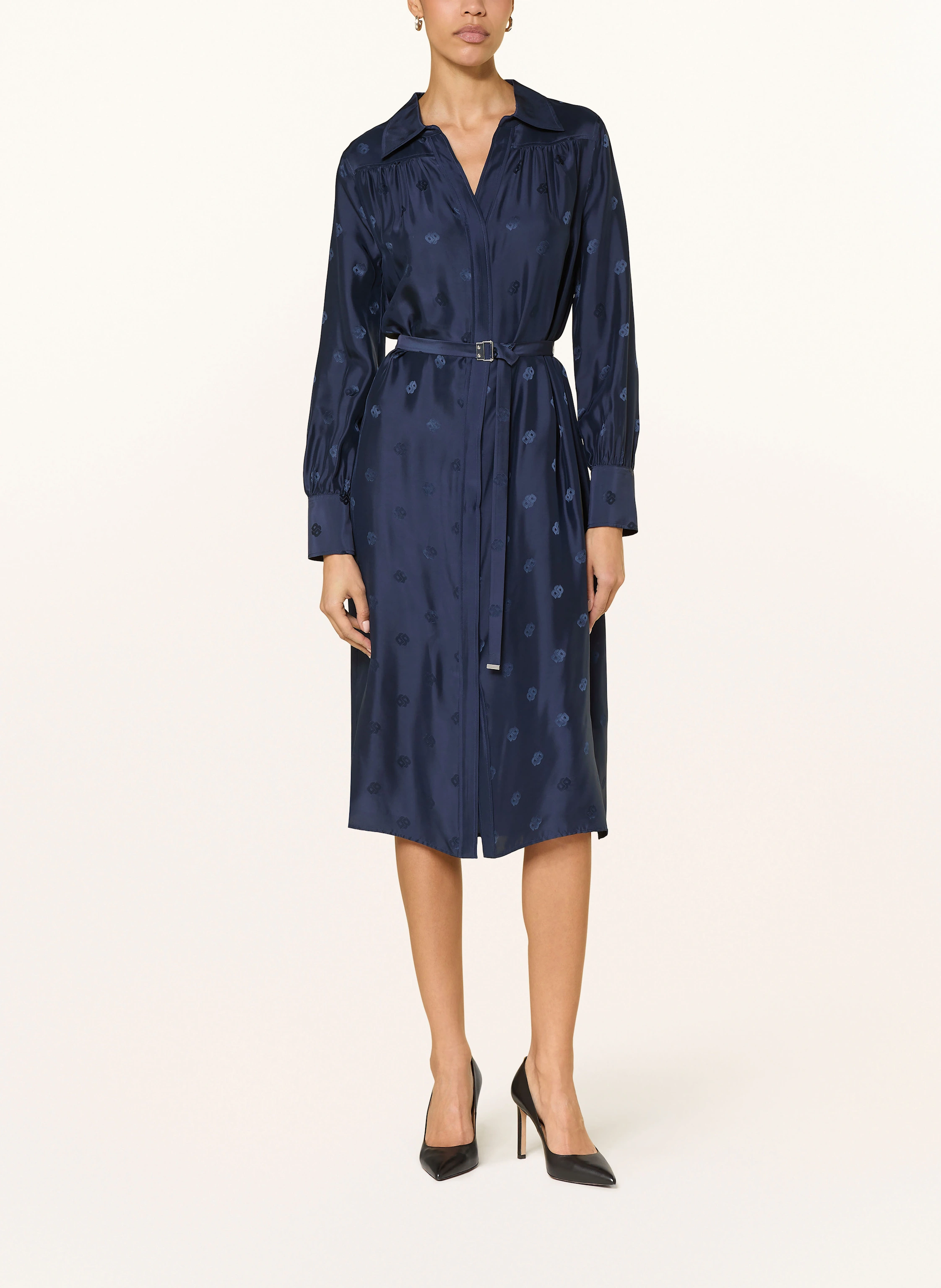 BOSS Hemdblusenkleid DIESHINA aus Jacquard mit Seide