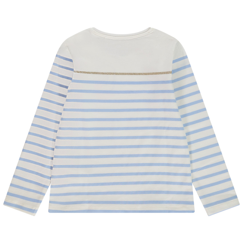 T-shirt manches longues rayé patch bouclettes pour fille