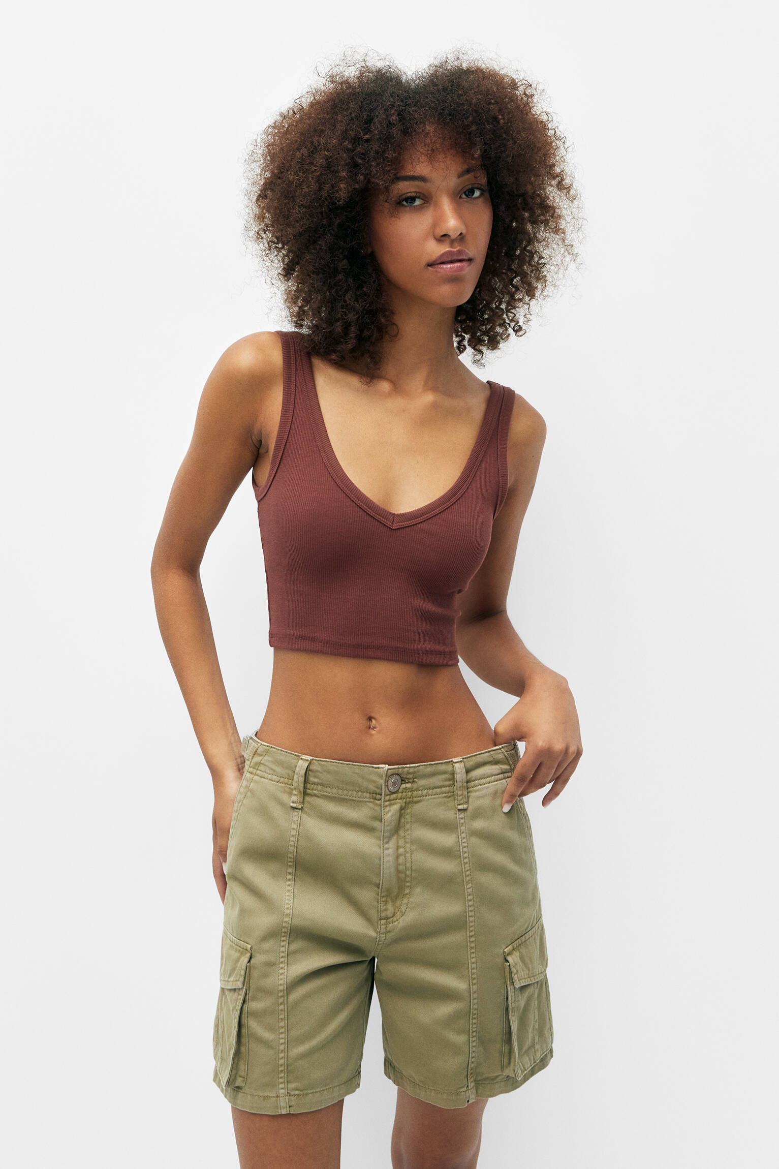 Top cropped com alças cañaLé - Terracota