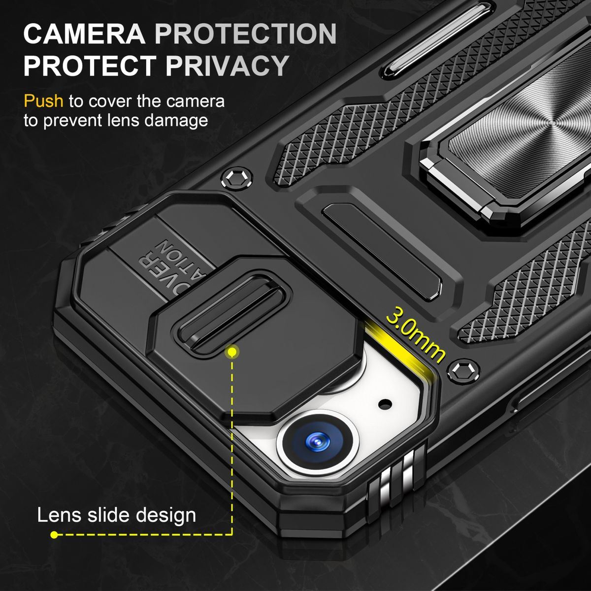 Hülle Handy Schutz für Apple iPhone 15 Case Cover Kamera Ständer Etuis Bumper