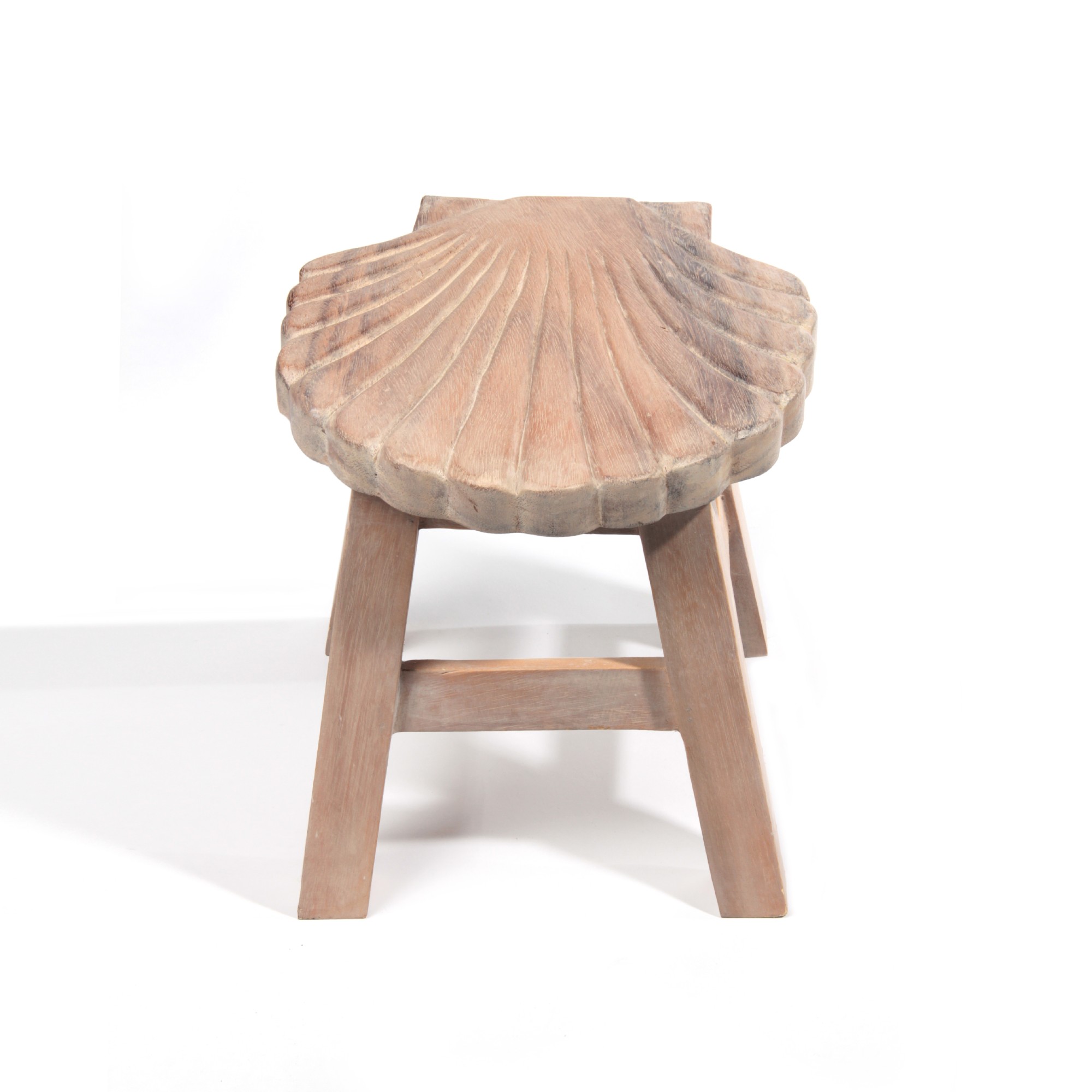 Hocker mit Motiv 'Muschel', weiß gekälkt, Ø 27 cm, H 25 cm von fischer's lagerhaus