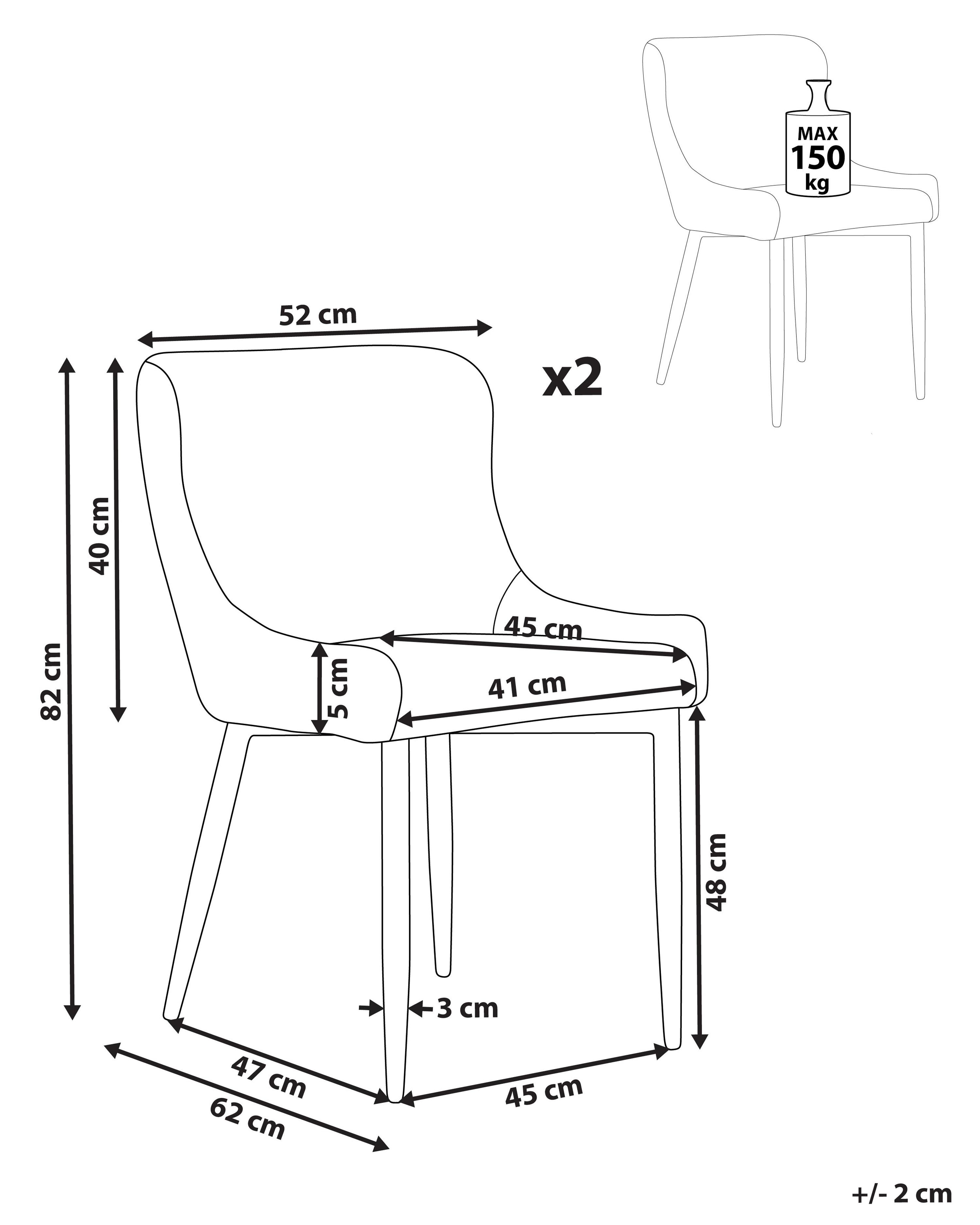 Set van 2 eetkamerstoelen EVERLY Lichtbeige