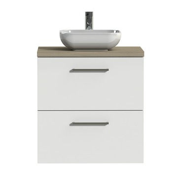 Tiger badkamermeubel Studio 60cm hoogglans wit/witte waskom met vierkante greep