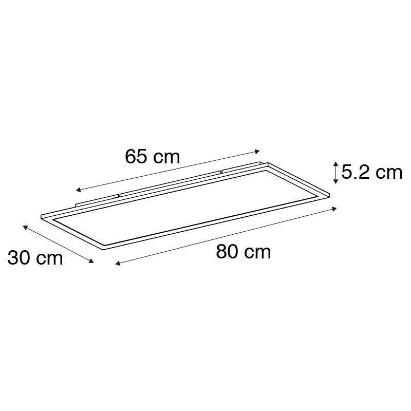 Modern LED paneel staal 80 cm incl. LED - Liv
