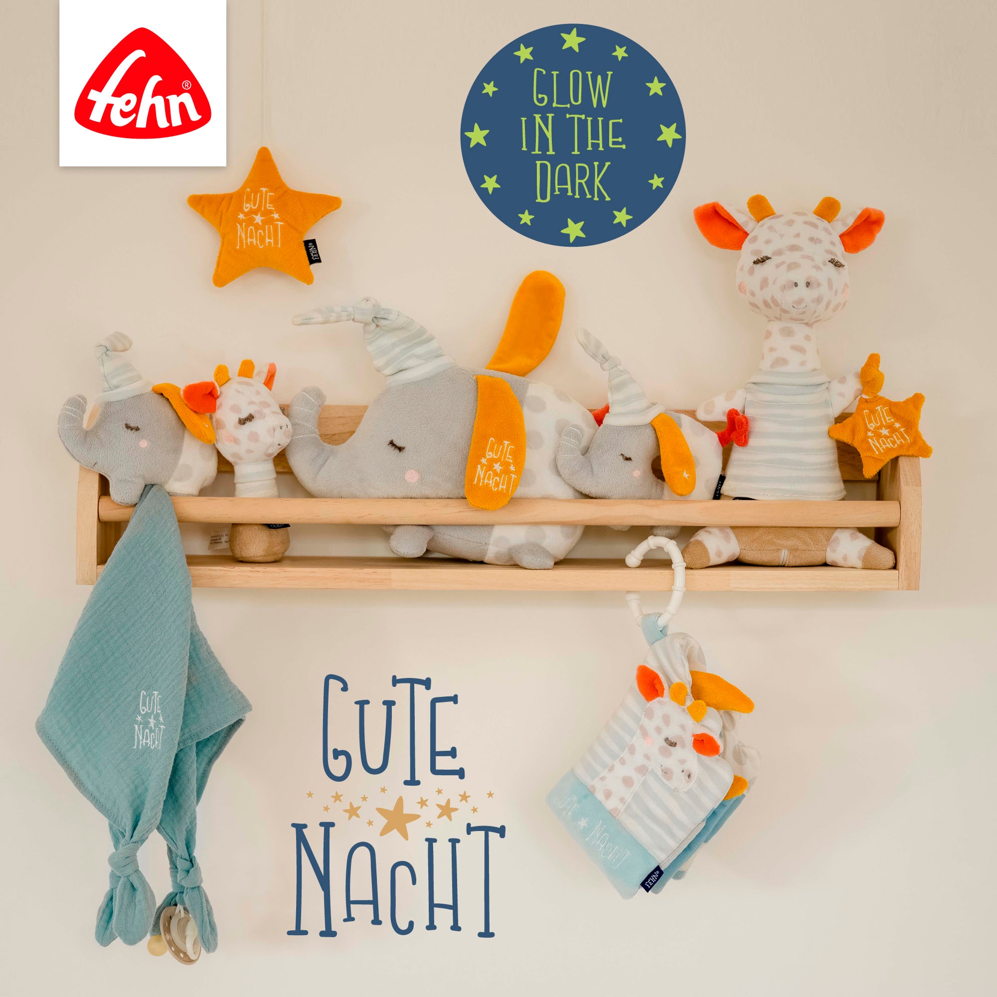 Fehn Kuscheltuch »Gute Nacht, Schmusetuch Elefant« mit »Glow-in-the-dark«-Bestickung