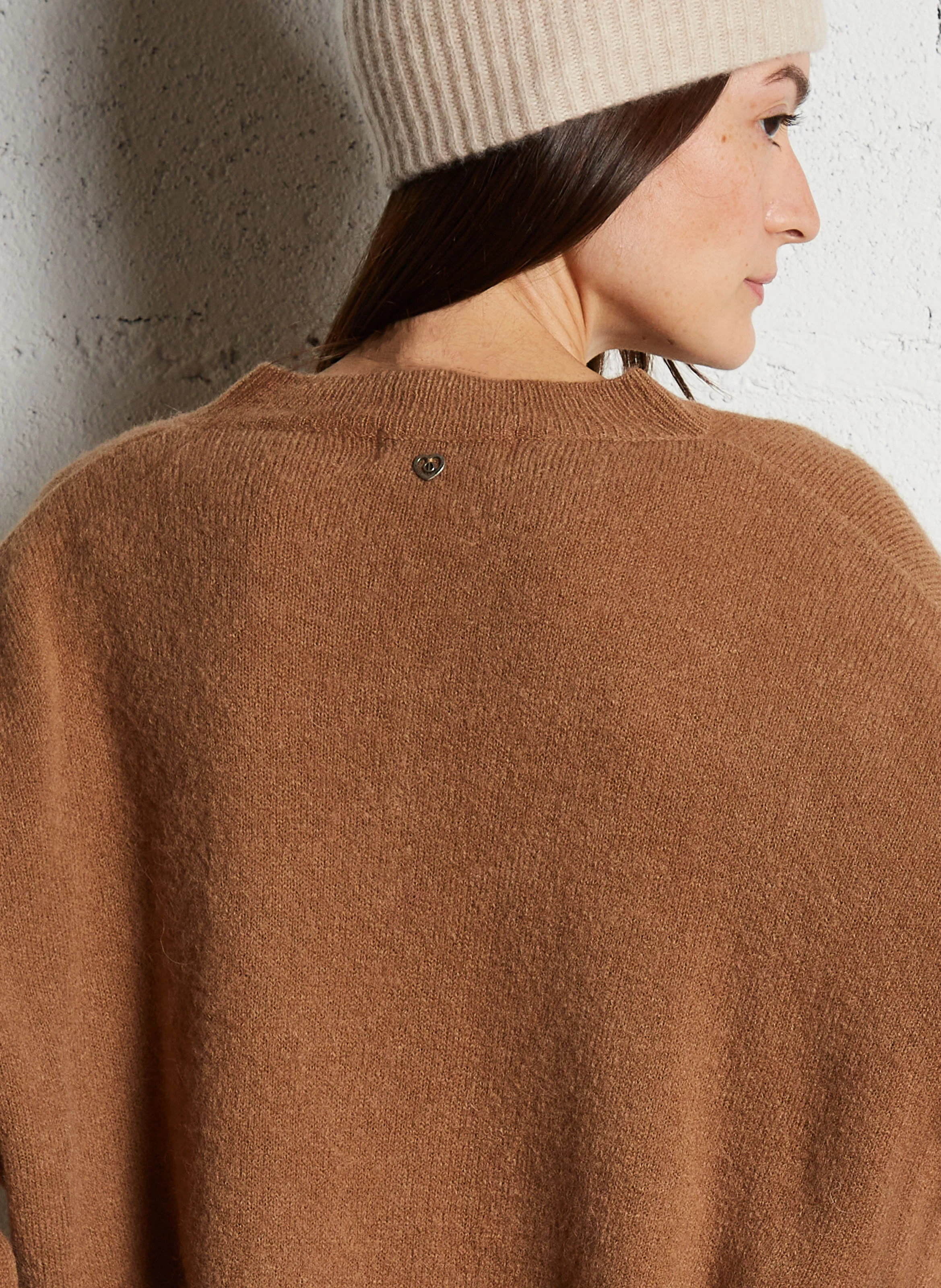 Pull col rond en laine mélangée | Marron