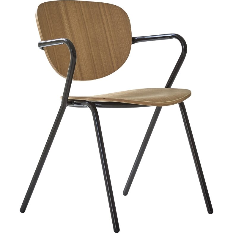 Chaise en métal et bois de frêne Ada