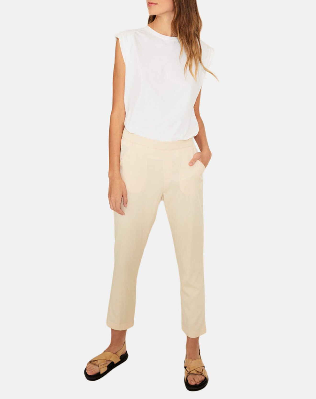 Yerse Pantalon  droit Amélia écru