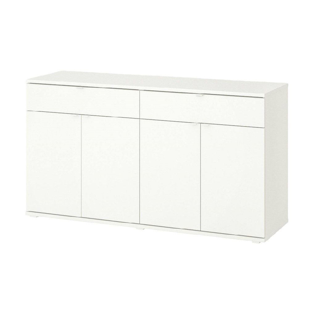 Buffet blanc moderne avec 3 tiroirs et 3 portes — rangement polyvalent pour salon, salle à manger ou entrée