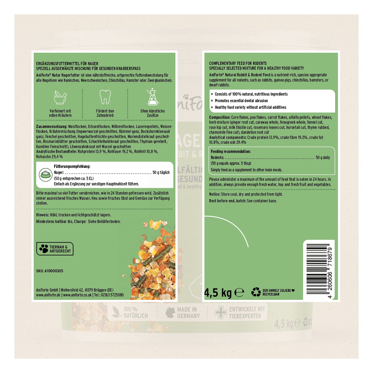AniForte Natur Nagerfutter 4,5kg
