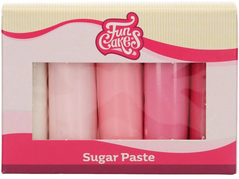 Funcakes Rollfondant FunCakes Rosa Töne 5 Rollen Formbare Zuckerpaste