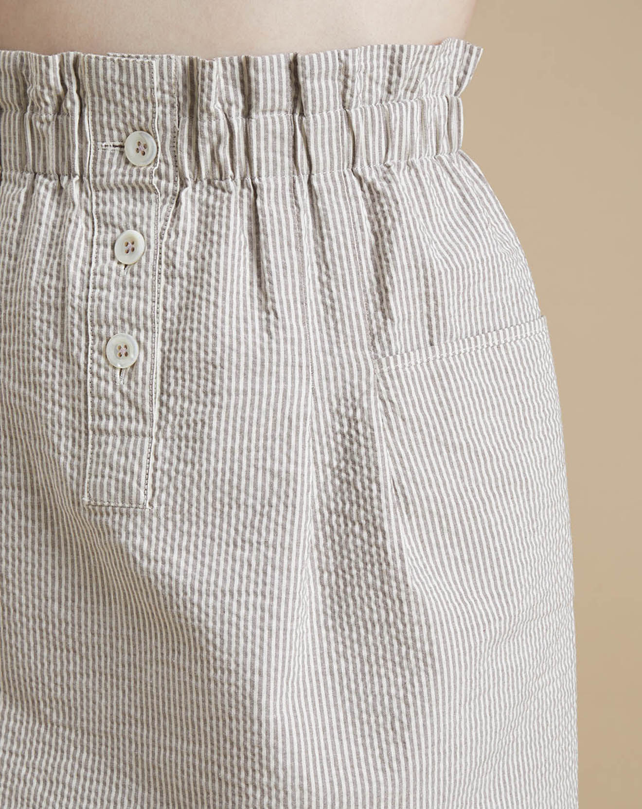 Bellerose Jupe Avery fines rayures écrue