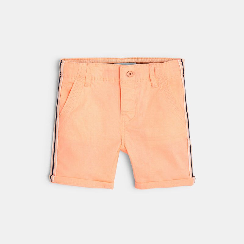 Short coton stretch avec bandes orange bébé garçon Orange