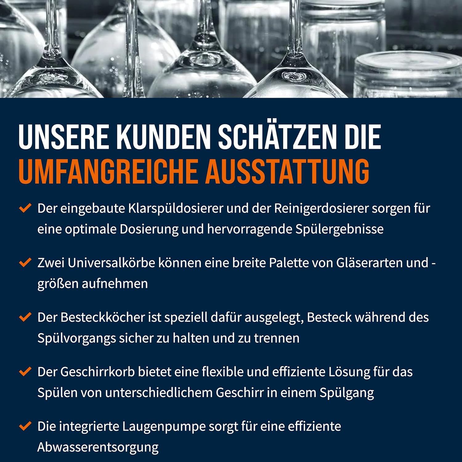 ECOLINE-GSM40SL Gläserspülmaschine I Spülmaschine mit Laugenpumpe, Reiniger- und Klarspüldosierer I Korbmaß 40 cm I Geschirrspüler Gastronomie