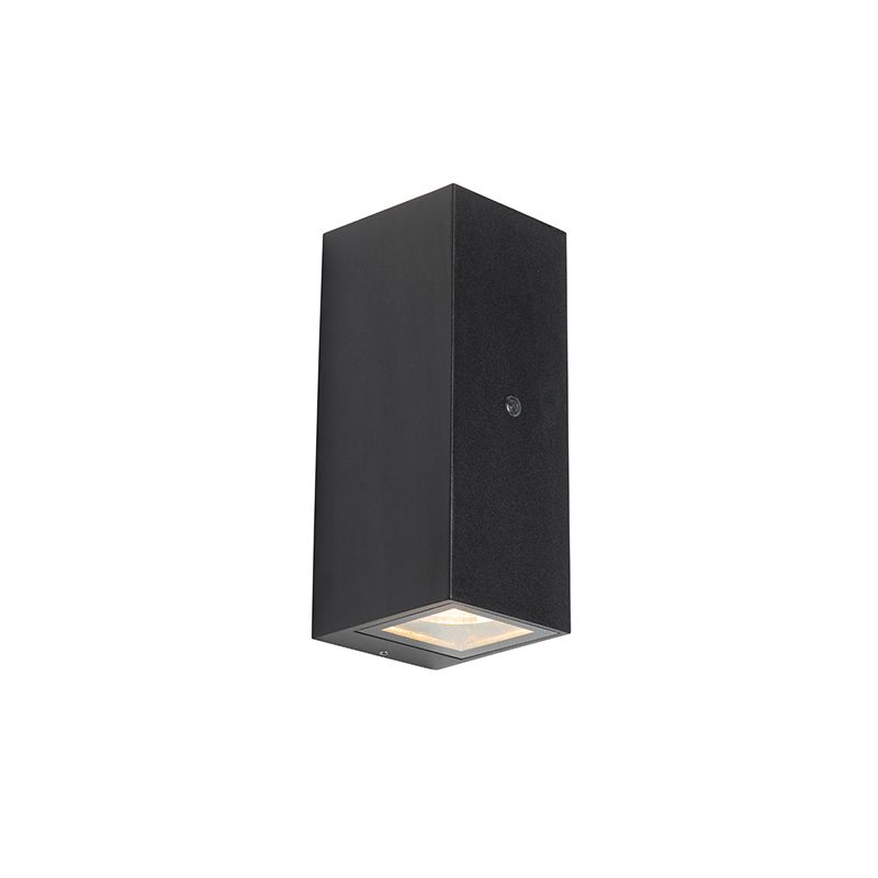Wandlamp zwart 2-lichts IP44 met schemersensor - Baleno II