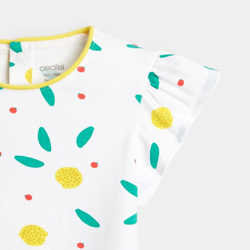 T-shirt manches volantées fruits jaune bébé fille Jaune