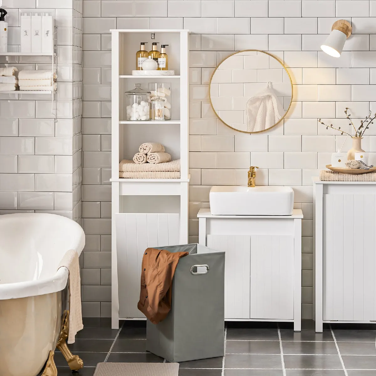 SOBUY BZR102-W - Meuble colonne salle de bain - Blanc