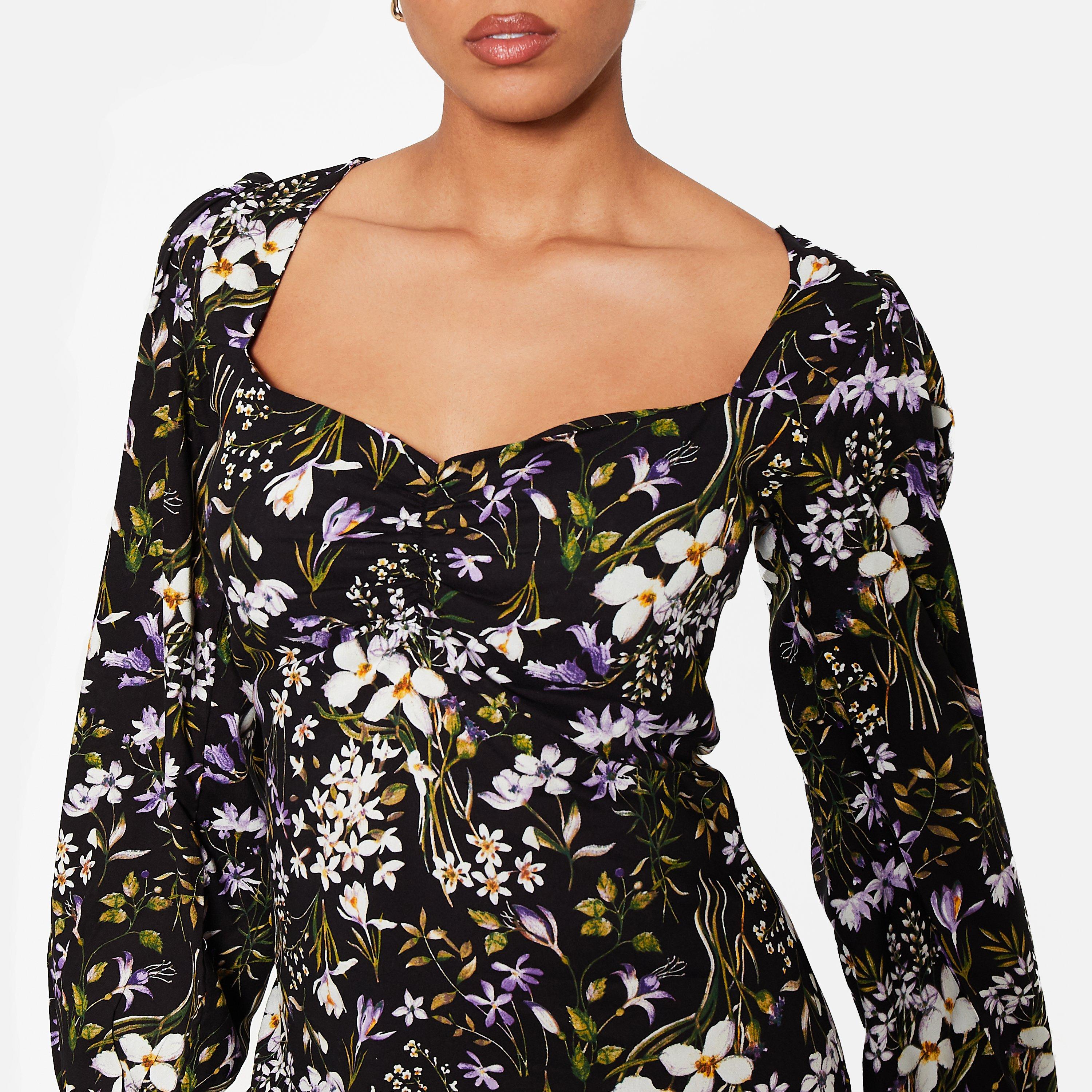 I Saw It First ISAWITFIRST Floral Ruched Bust Midaxi Dress