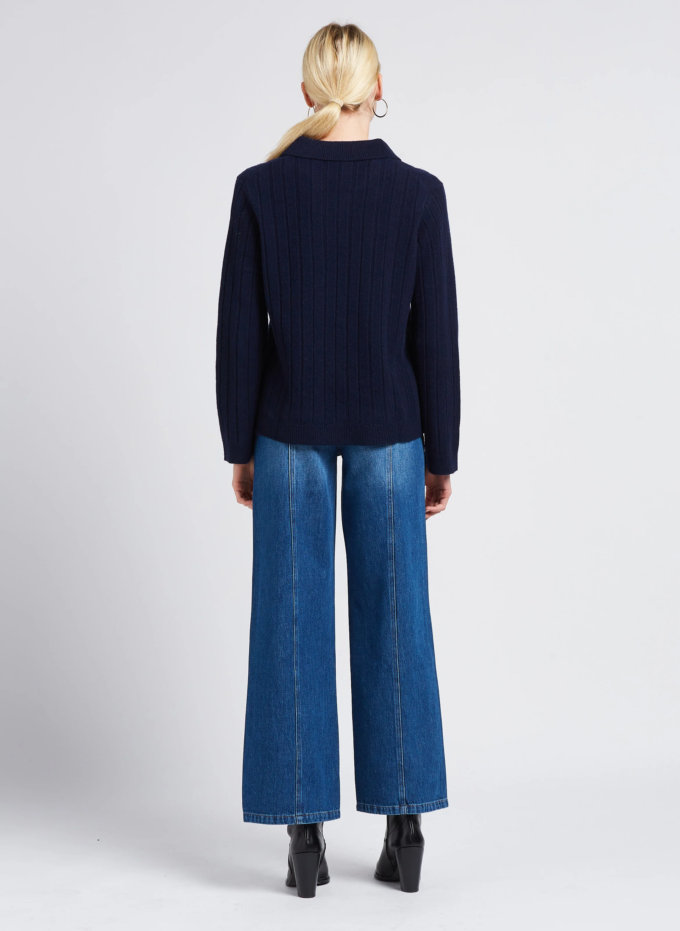 ORIANE - Jean large taille haute | Bleu