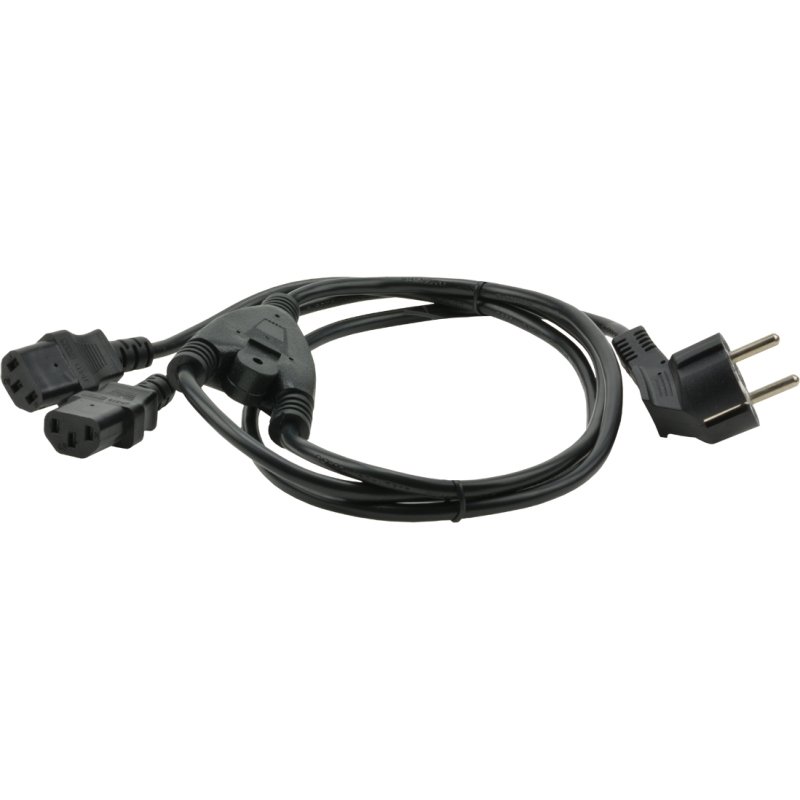 MCL Power Cable Black 2.0m Noir 2 m Bloc terminal à 2 broches Prise d'alimentation type F