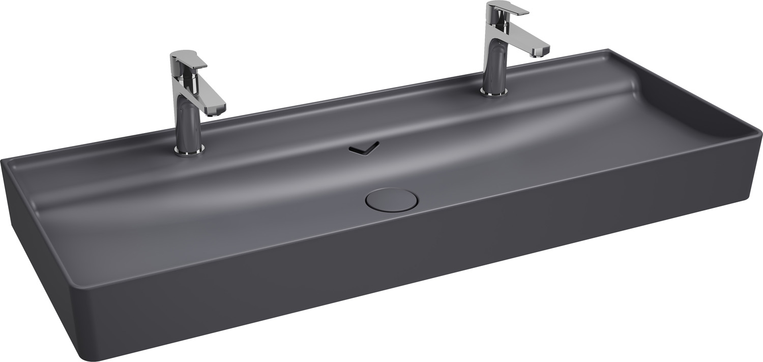 Isvea Vea opbouw wastafel met 2 kraangaten 120cm antraciet